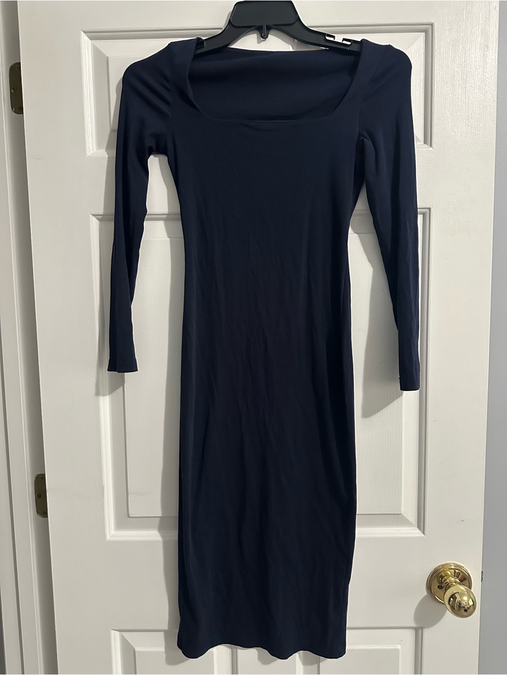 Navy Long Sleeve Scoop Neck Bodycon Dress